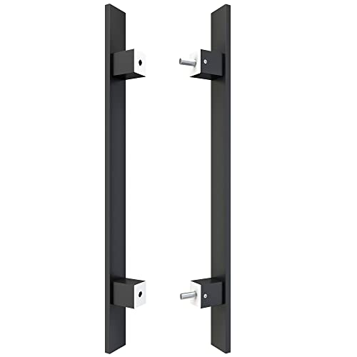 Barnsmith 36" Barn Door Push Pull Handle,Glass Door Handle,Heavy Duty Grade-304 Stainless Steel Square Commercial Door Handle,Entrance Entry Front Door Handle Office Wood Garage Handle Pull Set,Black #TOP5