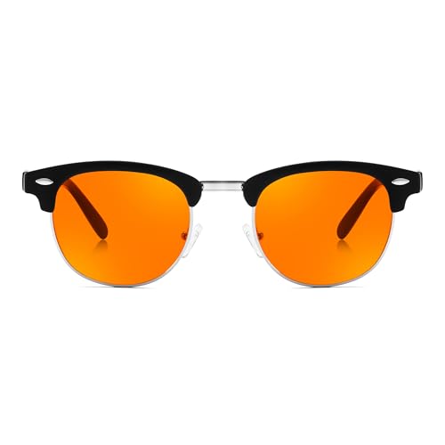 Image of FEISEDY Orange Blue Light Blocking Glasses for Woman Men Amber Lenses Computer Gaming Glasses for Better Sleep