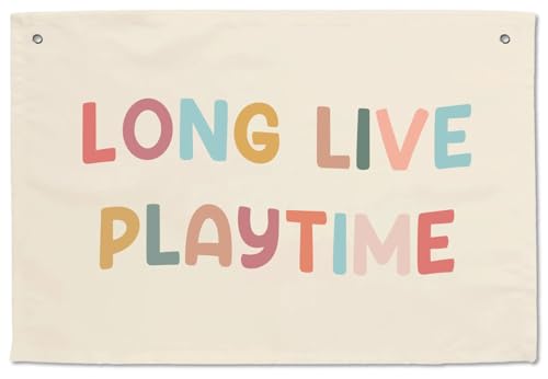 Long Live Playtime Banner 20x30 Canvas Playroom Bedroom Hanging Sign