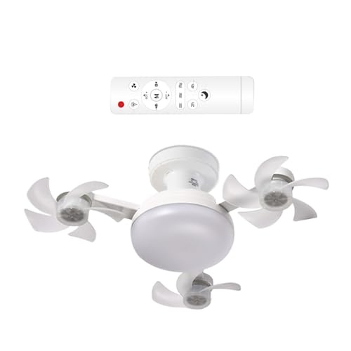 Ventiladores de techo con luces, ventilador de techo maestro de zócalo e27, dispositivo de enfriamiento silencioso de control remoto para patio de dormitorio, herramienta de iluminación ajustable