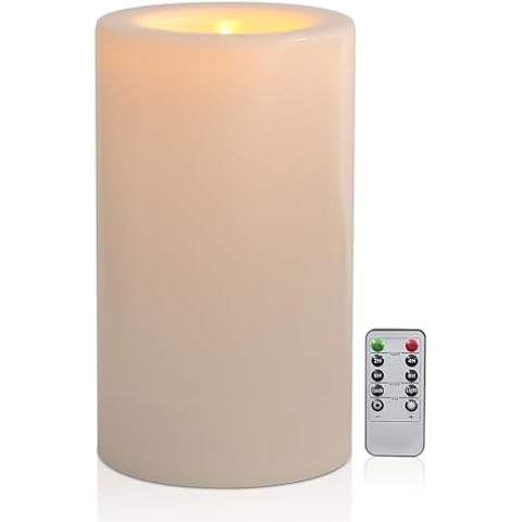 Yongmao 11" x 6" Extra Large Waterproof Outdoor Flameless Candles with Remote Battery Operated LED Pillar Candles for Indoor Outdoor Lanterns, Long Lasting, Ivory, 1 Pack Cover