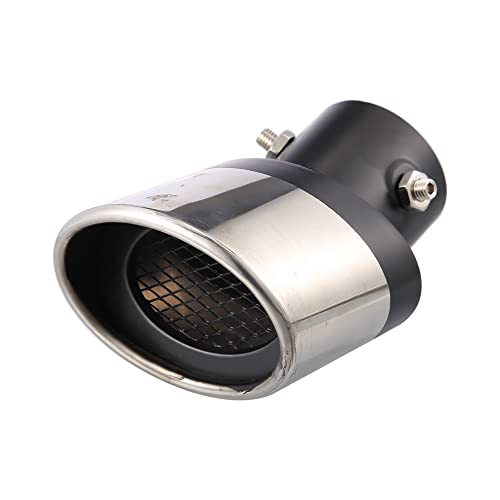 X AUTOHAUX 63mm 2.48" Inlet Curved Type Universal Exhaust Pipe Muffler Tip Tailpipe Bolt-On for Car Truck 4" Outlet Diameter 6.1" Length Stainless Steel Black