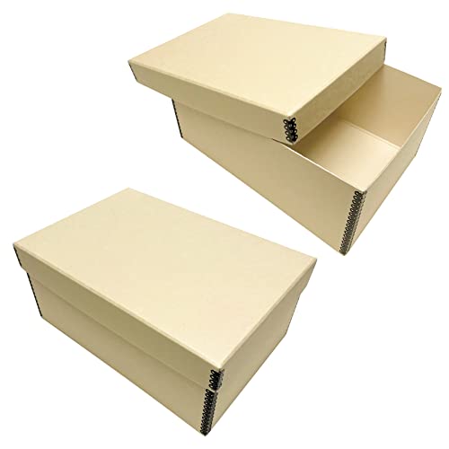 Lineco Photo Card Box, Museum-Quality Archival Storage, Acid-Free with Removable Lid, Bulk Storage for Negatives, Prints, Films, Photos, Snapshot, 5x8x12 Inches, Tan, 2 Pack by Lineco - Used condition - US$40.17