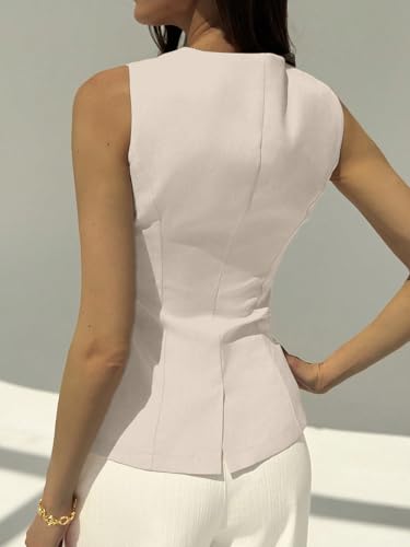 Image of Aahwan Brown Solid Modern Sleeveless Fitted Waist Slim Round Neck Blazer& Top for Women's & Girl's