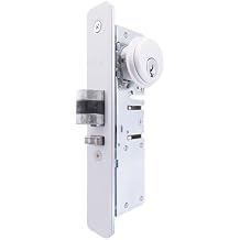 elox Storefront Narrow Stile Aluminum Door Mortise Deadlatch Lock Double Keyed Zinc Cylinder & 4 Keys, Handing Reversible, 1-1/8" Backset, in Aluminum Finish