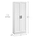 Panana Wooden Storage Cabinet, Narrow Pantry Cabinets Free Standing Tall Storage Cabinet with 2 Doors and Shelves (White)