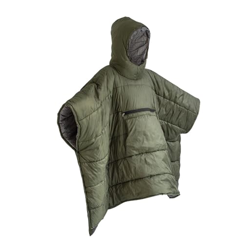 Poncho de camping coupe-vent et thermique avec de grandes poches de rangement