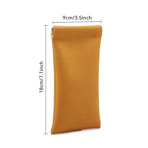 Image of 3 Piece Leather Sunglasses Cases PU Sunglasses Pouch, Portable Squeeze Top Eyeglasses Cases Soft Glasses Bag