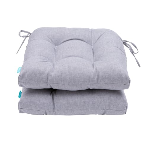 Image of QILLOWAY Outdoor Patio Cushions Set of 3, Wicker Furniture Cushions with Ties, Waterproof Loveseat & Seat Cushions for Patio Bench, Porch Chair, Outdoor Replacement Cushions, Gray,White