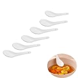 Yeenano Cuchara de Sopa,6 Piezas Cuchara de Cerámica,Cucharas Ramen,Cucharas de Sopa Asiática de Mesa,Function Spoon Cucharas Ramen de Postre para Hogar,Cocina,Restaurante(Blanco)