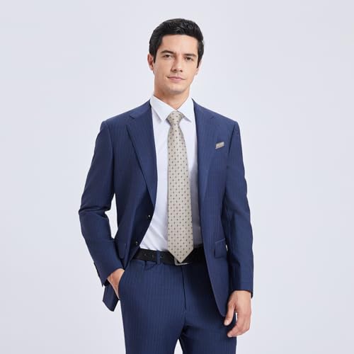 Image of HISDERN Ties for Men Plaid Checkered Tie with Pocket Square Woven Business Formal Necktie Handkerchief Set Wedding Party