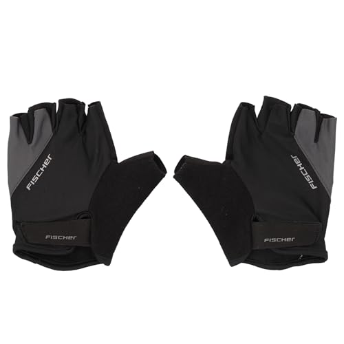 Fischer Fahrradhandschuhe für Damen und Herren, atmungsaktiv, mit Gel-Polsterung und Ausziehhilfe, waschbar, schwarz, S/M (8/9)