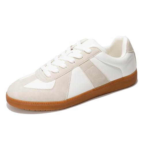 Project Cloud Leather Sneakers for Men Shoes - Memory Foam Insole Non-Slip Casual Shoes for Men Footwear - Lightweight Vegan Leather Fashion Sneakers (Jake, Whit, 10.5) White