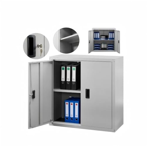 Aktenschrank, Mehrzweckschrank, Stahl-Aufbewahrungsschrank, 5 Ebenen180x60x40, Doppeltüren, Schloss, Werkzeugschrank, verstellbare Ablagen (Gray 90 * 90 * 40)