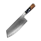 FBITE Küchenmesser-Set, professioneller Damaststahl, Chefkoch, Brotschälen, Santoku...