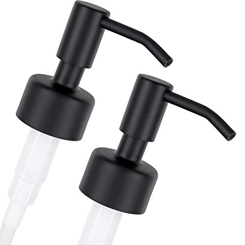 ALTGLAS 2 Stück von Seifenspender Pumpkopf Budapest - Doppelpack Edelstahl Pumpaufsatz mit 28mm Gewinde als Ersatz Pumpe und Upcycling Seifen Spender zu Bauen mit Jacky Flaschen (Matt Schwarz)