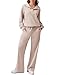 PINSPARK Trainingsanzug Damen Zweiteiler Jogginganzug Langarm Tracksuit Sportanzug 1/2 Reißverschluss Sweatshirt und Jogginghose mit Weitem Bein Freizeitanzug Hellbraun XL