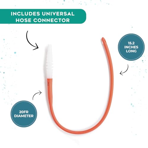 PE Premium Enema Red Latex Catheter 20FR with Flexible Rubber Tubing for Higher Colon Cleansing and Gerson Coffee Therapy. Supplied with Universal Hose Connector (2 Pack) - Thumbnail 3