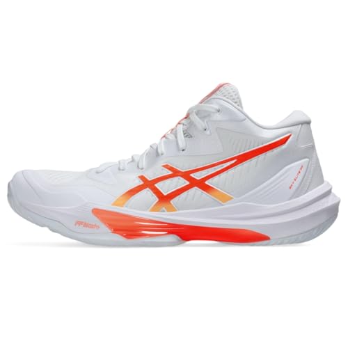 ASICS Women's Sky Elite FlyteFoam Mid Top 3 Volleyball Shoes, 8, White/Vivid Coral - image 1