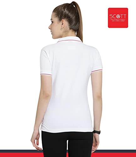 Image of Scott International Women's Regular Fit 100% Pure Organic Cotton Polo T-Shirt | Womens Polo Collar Neck T-Shirt | Cotton Plain Polo Neck Half Sleeve T-Shirt | Tshirts for Women