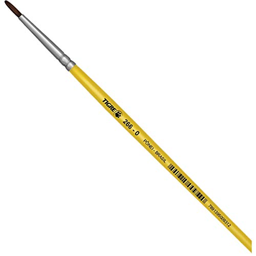 Pincel Escolar Redondo 266 N.00 Amarelo - Pacote com 12, Pinceis Tigre, 26600, Multicor