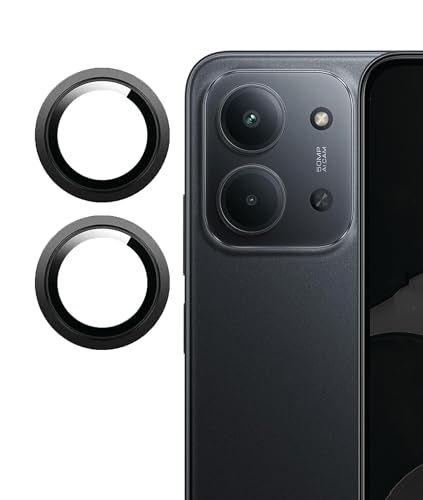 Image of ZARALA Camera Lens Frame Glass Compatible with REDMI 15C 5G Tempered Glass Aluminum Alloy Frame Individual Camera Lens Protector Cover Black