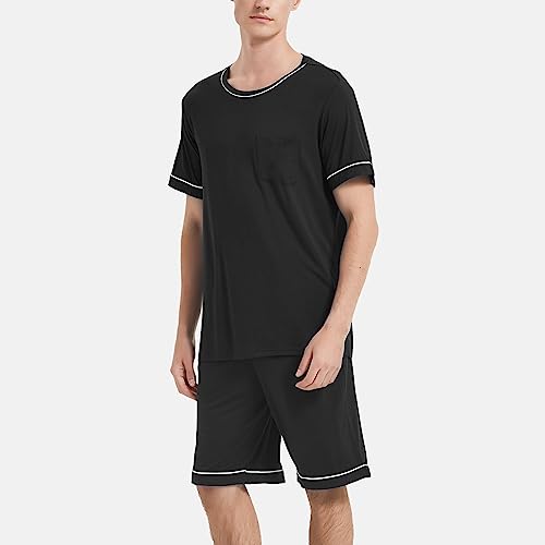 GYS Men's Bamboo Viscose Pajamas Set Short Sleeve Top and Shorts Pjs Sleep Set Soft Two-Piece Sleepwear with Pockets4