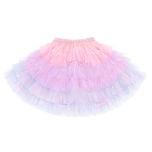 Stelle Rainbow Tutu Toddler 5 Layers Puffy Fairy Skirt Bubble Ballet Dance Tutu Skirt(Pink Ombre 8-9Y)