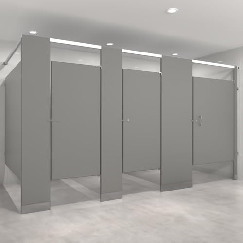 US Partitions Powder Coated Steel Toilet Partition - Overhead Braced, Floor Mounted Design, Fireproof, Corrosion Resistant, for Commercial Restroom, School & More, Made in USA, Corner-Right, 3 STALL