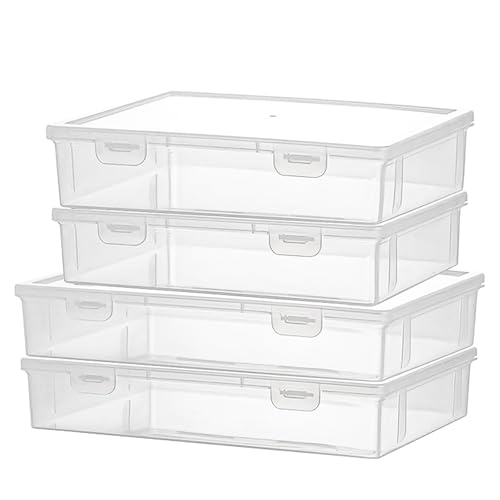 Keboyoe 4 Pièces Boite de Rangement Lettres avec Couvercle Boîtes D'archivage Papier Multi-usages en Plastique Boite Papier Rangement Plastique Boîtes...