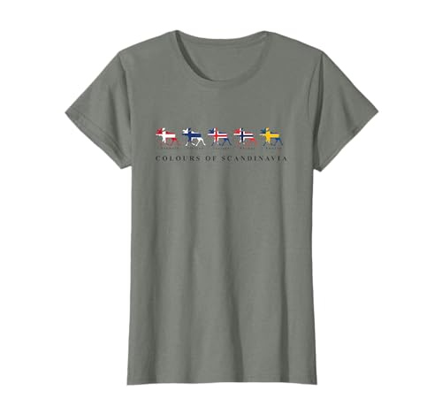Drapeaux scandinaves élans couleurs Suède, Norvège, Islande T-Shirt