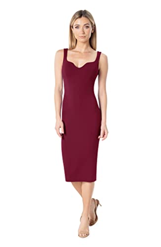 Image of Dress The Population Womens Sloane Rounded V Neck Bodycon Midi Dress