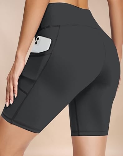 Image of High Waist Sports Activewear Shorts for Women and Girls Ideal for Gym and Yoga or Cycling with Side Pocket, Stretchable, Flexible, Slim Fit