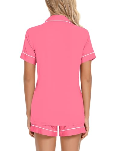 Image of Anjue Womens Pajamas Set Short Sleeve Button Down Soft Pj Sets S-XXL | V neck,Pyjamas,Modal,Wedding,Pijamas de mujer,Bridal party,Viscose,Knit,Cute,Lounge,Lightweight,Nursing,Holidays