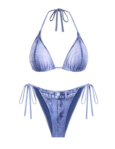 ZAFUL Womens Bikini Sets Sexy Two Piece Swimsuit Denim...