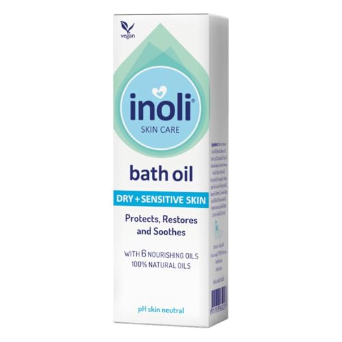 Inoli Aceite Intensivo de Baño para Bebés | pH Neutro para la Piel | Piel Seca & Sensible | Con 6 Aceites Naturales: Soja, Girasol, Nuez de Albaricoque, Camelina, Aceite Vegetal & Vitamina E | 100 ml