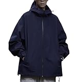 [W Wonyo] マウンテンパーカー メンズ ウインドブレーカー 撥水 マウンテンジャケット 防風 アウター 軽量 秋服 大きいサイズ 上着 秋冬 防寒着 アウトドア ジャンパー オシャレ アノラックパーカー ユーティリティ navy L