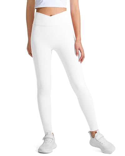 Image of JOCMIC Girls Athletic Leggings High Waist for Kids Yoga Dance Gym Pants with Pocket