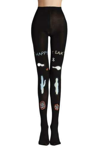 Image of Sahabowi Women Tights, Sheer High Waist Pantyhose, Vintage Control Top Stockings, Siwa opaque print1