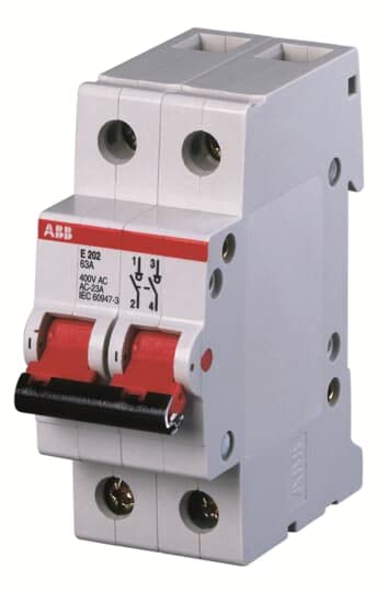Sectionneur bipolaire ABB E202/125R pour coupure générale de circuit 125A