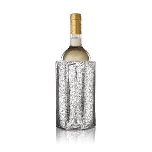 Vacu Vin Rafraîchisseur Flexible - Réutilisable - Argent - Chaussette pour Bouteilles - Refroidissement Rapide pour Taille Standard