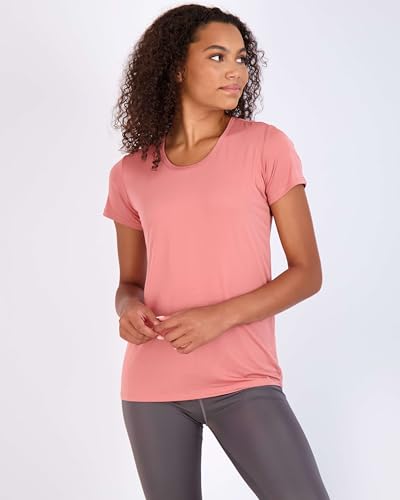 Image of Real Essentials 5 Pack: Women's Dry Fit Tech Stretch Short-Sleeve Crew Neck Athletic T-Shirt Available in Plus Size Set Medium