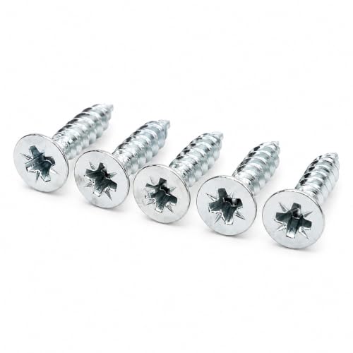 Image of By inchVP INDUSTRIES inch (Pcs-50) No.8x30 mm CSK Philips Pozi Chipboard Screw - White Zinc Flat Head Self-Tapping for Wood & Particle Boards