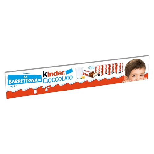 Kinder Cioccolato - La Barrettona, 24 Barrette Ripiene al Latte e Ricoperte di Finissimo Cioccolato Puro Cacao, Senza Glutine, Idea Regalo, Confezione da 300 gr