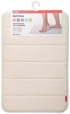 TATAY Bath Mat Nuvola, 100% Microfiber, Non-slip, Absorbent, Quick Dry, Soft Touch, Memory Effect, Washable, White. Measures 40 x 60 cm - Image 3