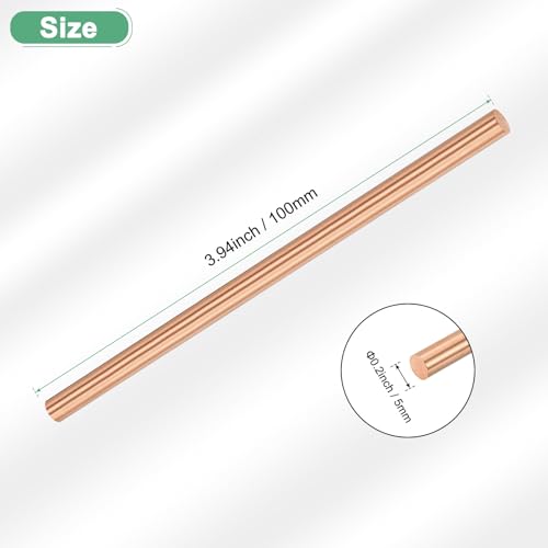 M METERXITY Kupfer Rundstab 5mm Durchmesser 3.94 Zoll Länge T2 Lager Massivstab Drehmaschine Stange für Metallhandwerk DIY/Gartenbau/Industrie/Dekoration Reines Kupferrohr
