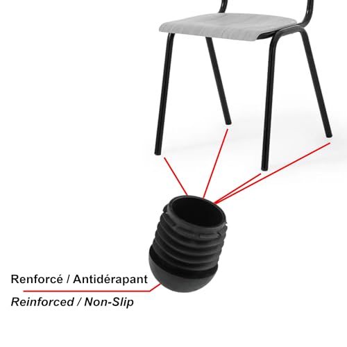 cyclingcolors Chair Plugs, Lamellar Plugs with Ball Head, Round, Non-Slip, for Round Tube Plastic End Caps, Black, 20 mm, Pack of 1 - Image 3