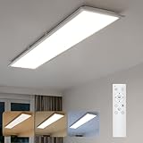 Amdelne LED Panel 100x25cm, Deckenleuchte Dimmbar mit 30W 3000-6500K, Deckenlampe LED Groß Flach mit Fernbedienung, Panelleuchte Decke Rechteckig für Büro Küche Wohnzimmer Schlafzimmer Badezimmer