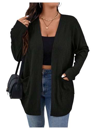 GORGLITTER Women's Plus Size Cardigan Sweaters Dressy Chunky Long Sleeve Open Front Knit Sweater Fall Outfits