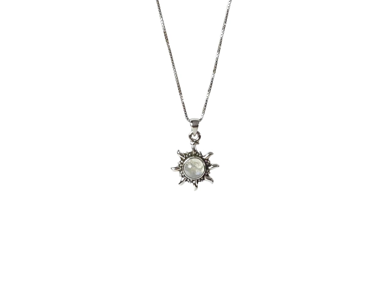 Moonstone Sun Pendant Necklace for Women in 925 Sterling Silver with White Moonstone Centerpiece and Detailed Sun-Inspired Design | Elegant Necklace for Womens & Girls-image-28